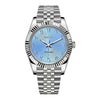 Seikojust Baby Blue Arabic Textured Luxury Wristwatch, 904l Stainless Steel, Nh35 Automatic