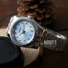 Seiko Nh35 Automatic Watch With Silver Dial And Gold Bracelet - Seikojust Light Blue Arabic